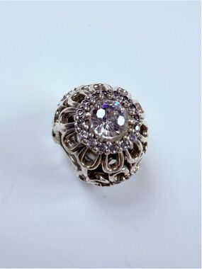 Pandora Floral Brilliance Cubic Zirconia CZ 925 Sterling Silver Bead Charm ALE